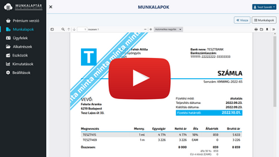 MunkalapTár - Számla készítés