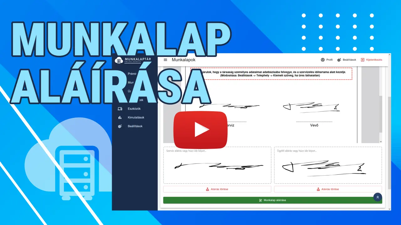 MunkalapTár - Szerviz munkalap aláírása